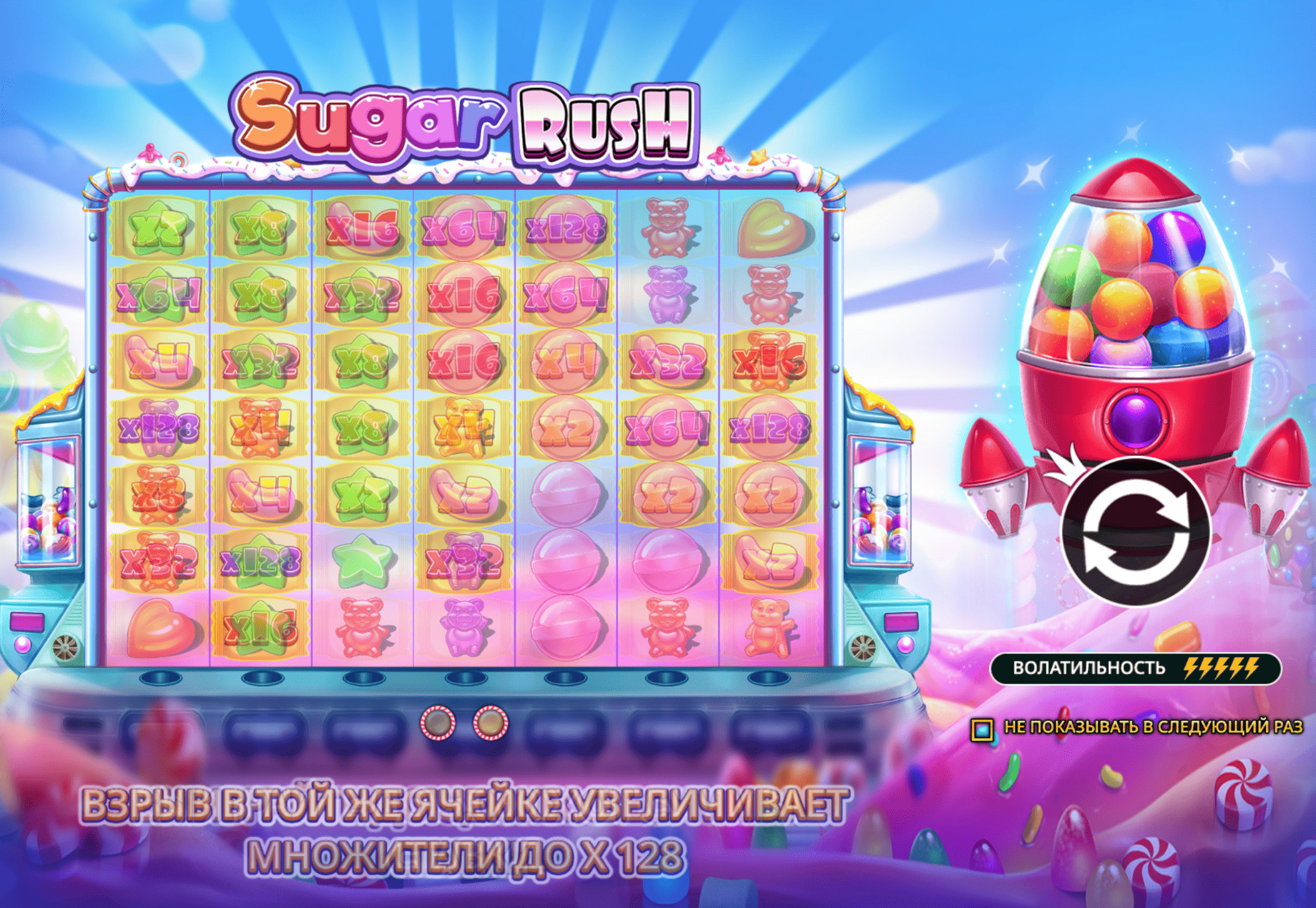 Интерфейс игрового автомата Sugar Rush