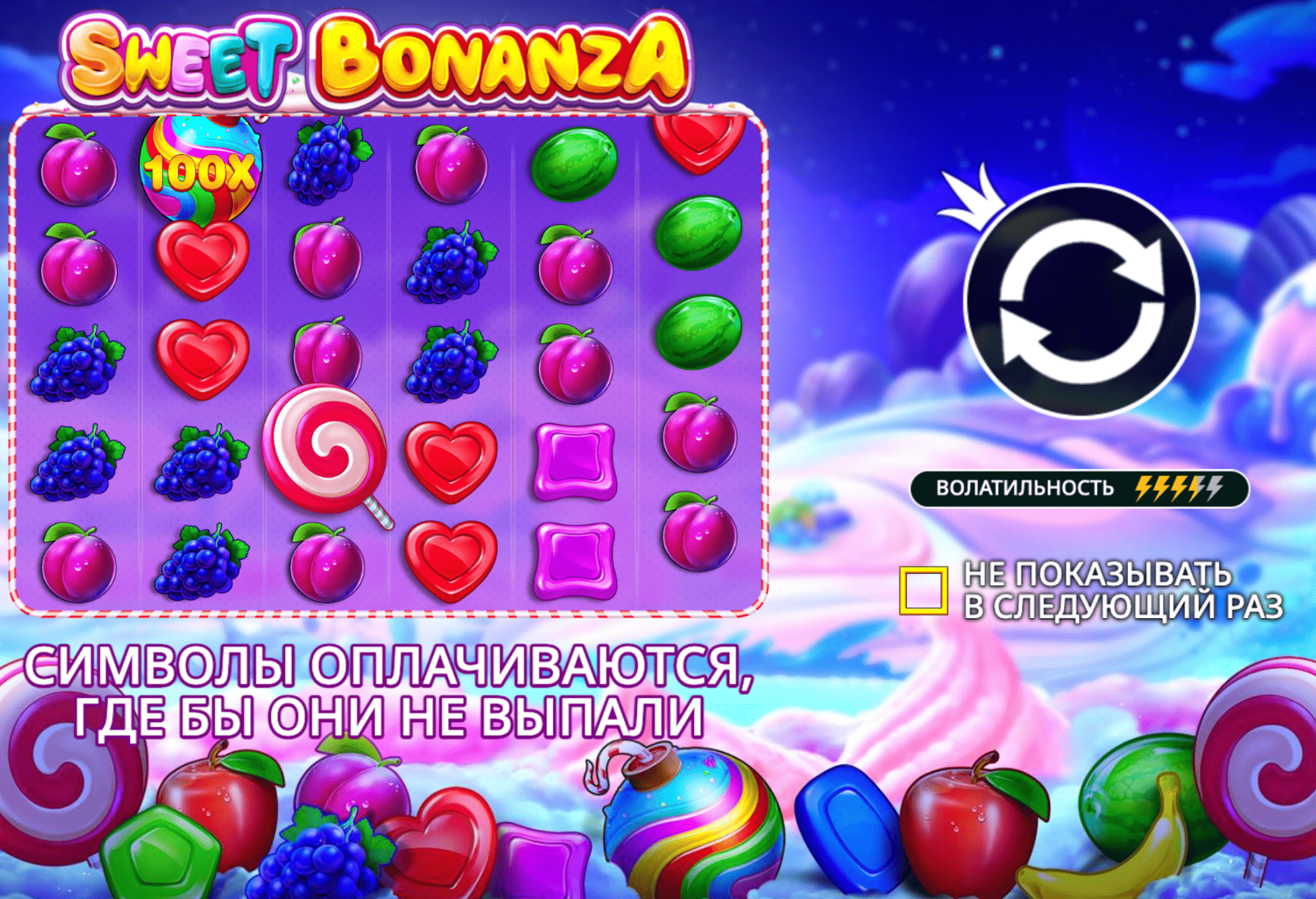 Интерфейс игрового автомата Sweet Bonanza